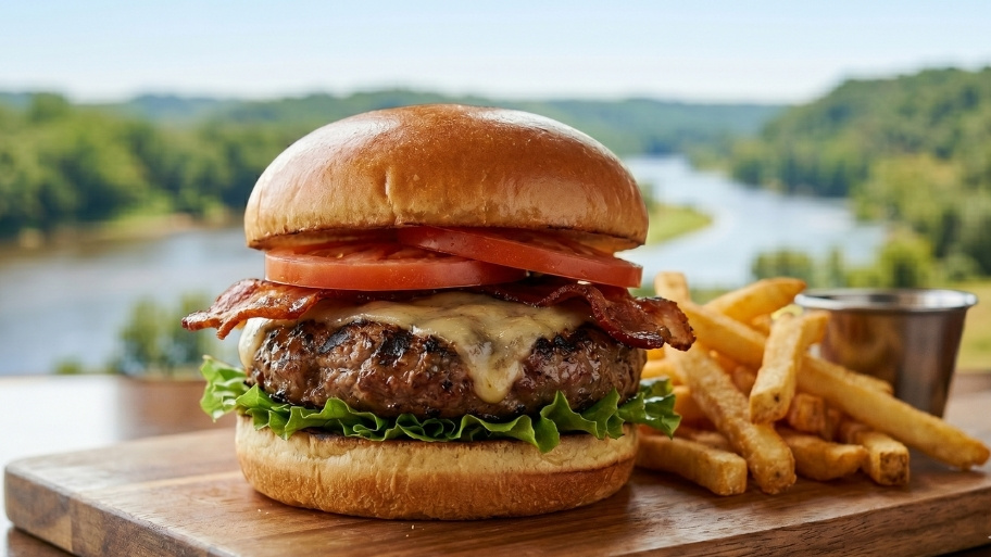 Signature Flame-Grilled Burger at Bluffton Resort