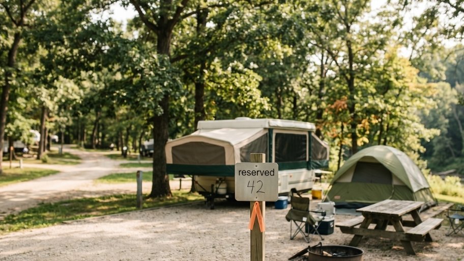 campground-booking-site-image Campground reservations at Bluffton Resort showing a reserved campsite near Decorah, IA