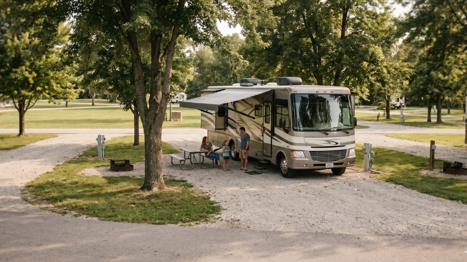 pull-through-rv-access Pull-through RV site with easy access for large RVs at Bluffton Resort