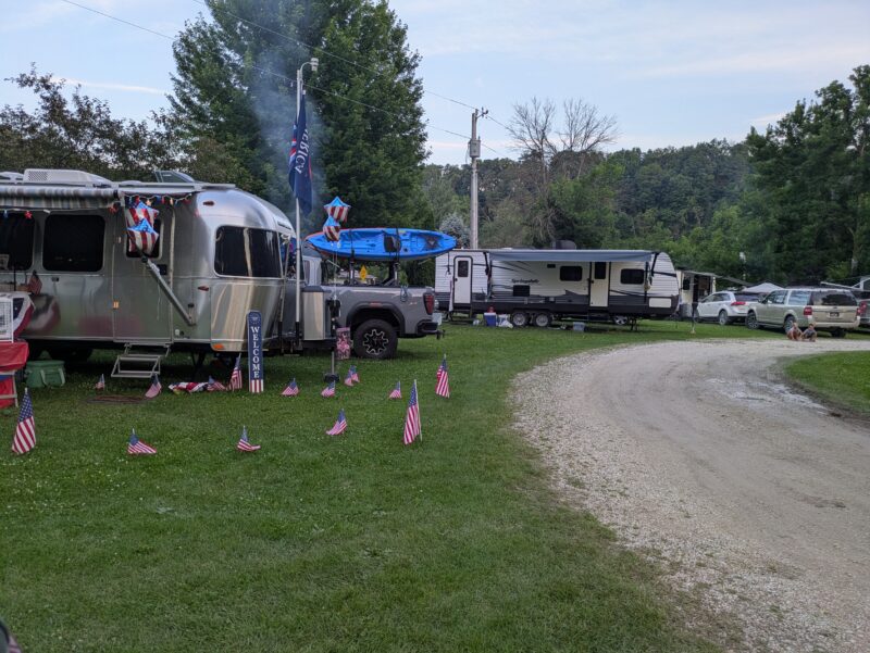Campground with RV campsites at Bluffton Resort & Bar